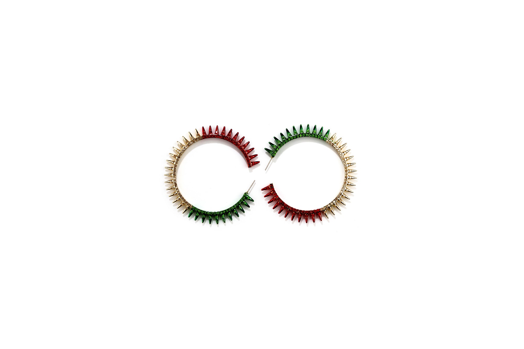 Marley Spike Large Gold Crystal Hoop Statement Earrings - Detail