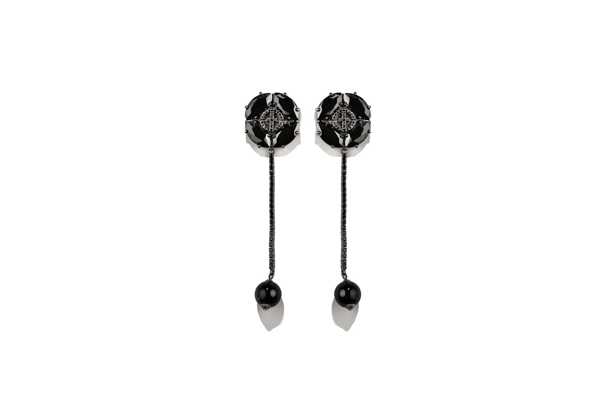 So Kay Onyx Drop Statement Earrings