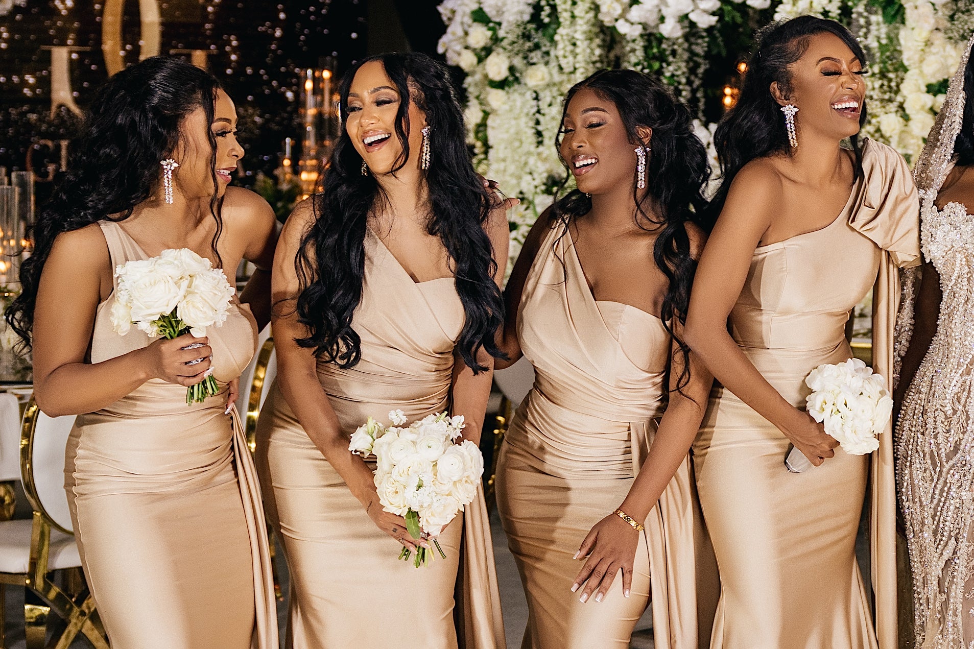 Cubic Zirconia Silver Drop Bridal Chandelier Earrings - Porsha Williams Bridesmaids 2